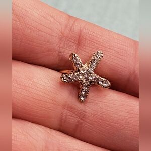 Gold Starfish Clip Earring with Crystals